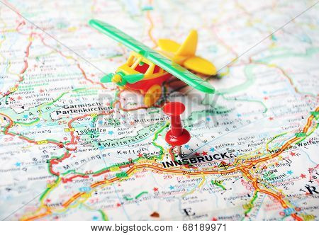 Innsbrug ,austria Map Airplane