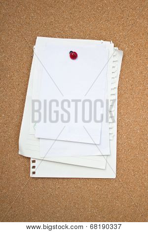 Blank Paper Pin On Wooden Board.