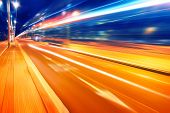 Abstract image of night lights in the city with motion blur. 