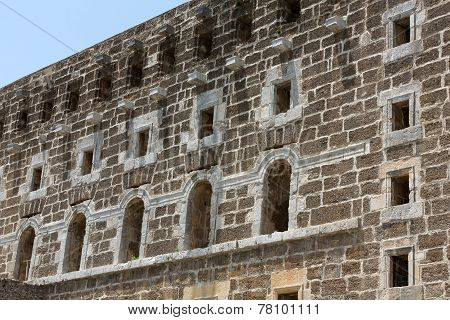 Facade of Ancient amphitheater in Aspendos Antalya Turkey