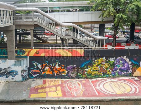Urban Graffiti Along Klang River,malaysia