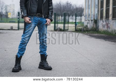 Punk Guy Posing In The City Streets