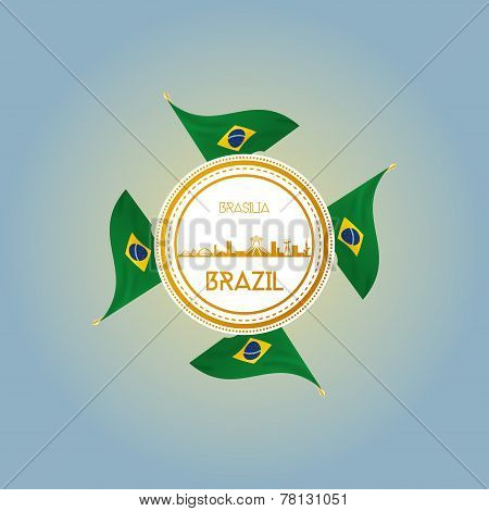a set of labels and backgrounds with famous places in brasilia