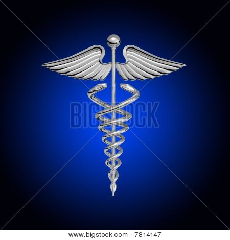 Slangestav medicinsk Symbol Chrome