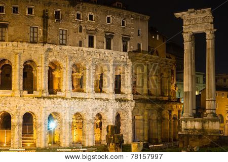 Theatre Of Marcellus At Night
