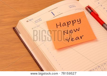 Happy New Year on a new year organizer