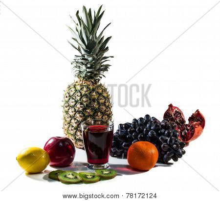Fruits And Fruit Juice Isolated On White Background