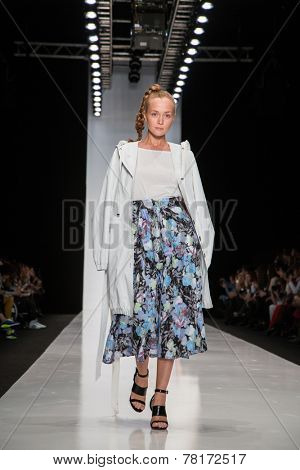 MOSCOW - OCTOBER 23: A model displays a creation by Russian designer Mari Axel during Mercedes-Benz Fashion Week Russia on October 23, 2014 in Moscow, Russia.