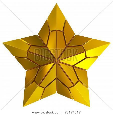 Christmas Star Golden 3D Isolated