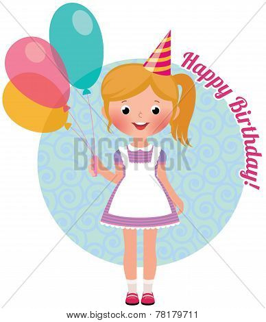 Girl With Balloons Birthday
