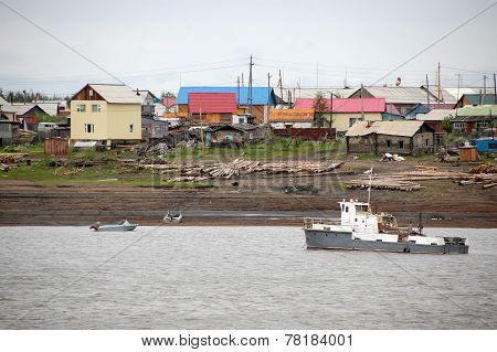 Village At Kolyma River Outback Russia