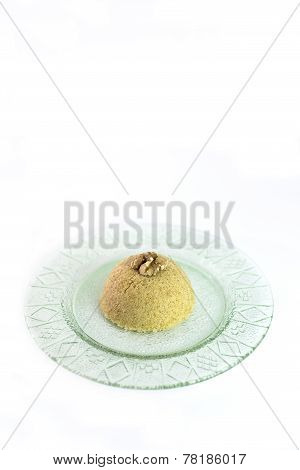 Traditional Turkish Semolina Sweet Desert Halva-irmik Helvasi With Nuts