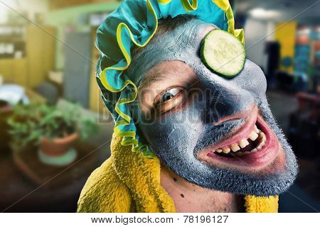Strange man with face pack