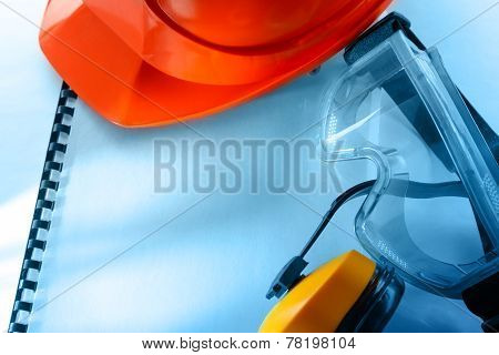 Goggles, Earphones And Red Helmet