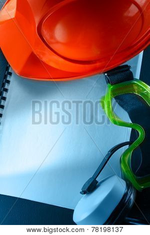 Goggles, Earphones And Red Helmet