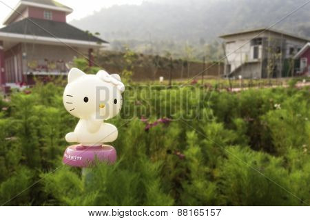 Zagreb , Croatia - March , 2015 : Hello Kitty Children Cartoon Character Plastic Doll ,product Shot