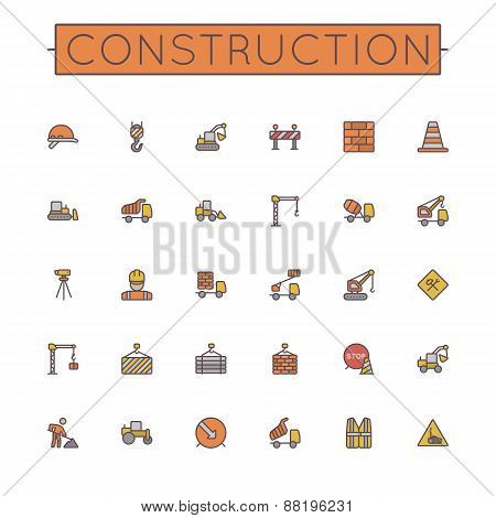 Vector Colored Construction Line Icons