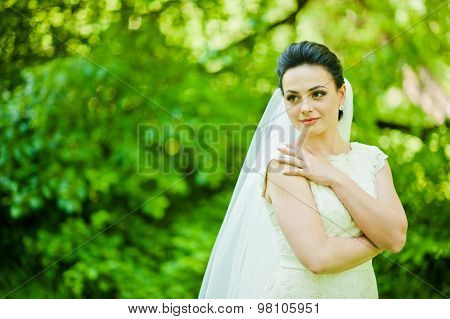 Gorgeus Brunette Bride Outdoors