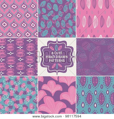Vector seamless simple pattern set.