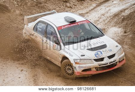 Mitsubishi Lancer Evo VIII rally car.