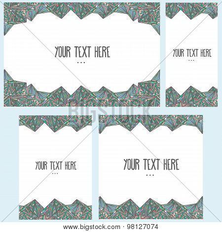 Set of colorful geometric postcards