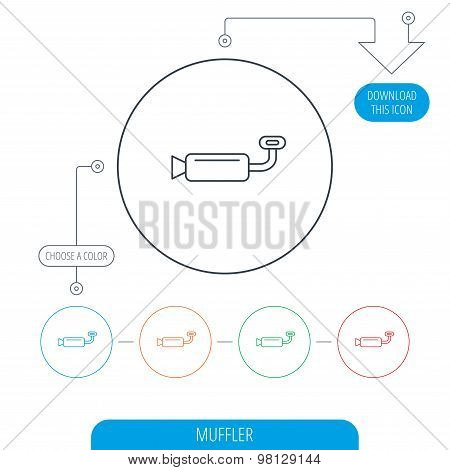 Muffer icon. Car fuel pipe or exhaust sign.