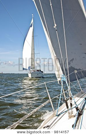 Navegando en el IJsselmeer en los Países Bajos