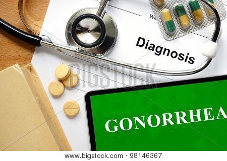 Word Gonorrhea. Medical concept.