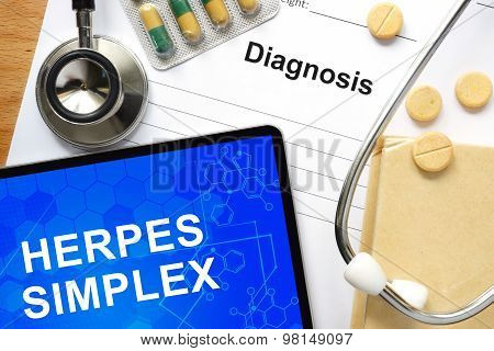 Word Herpes simplex. Medical concept.