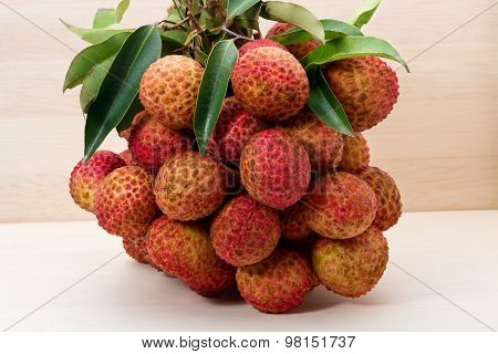 Litchi Chinensis In The Wooden Box
