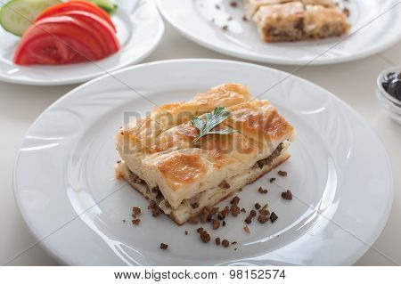 Turkish Borek - Su Boregi On Breakfast Table