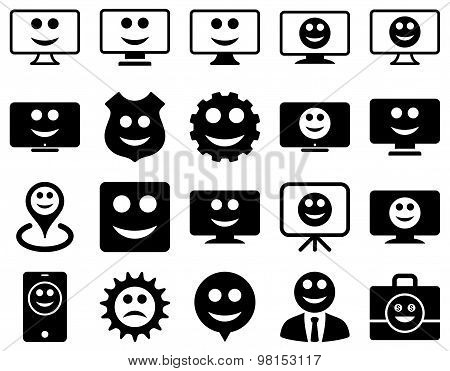 Tools, gears, smiles, dilspays icons.