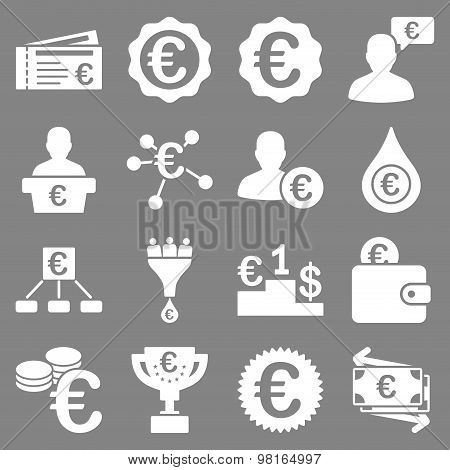 Euro banking business and service tools icons