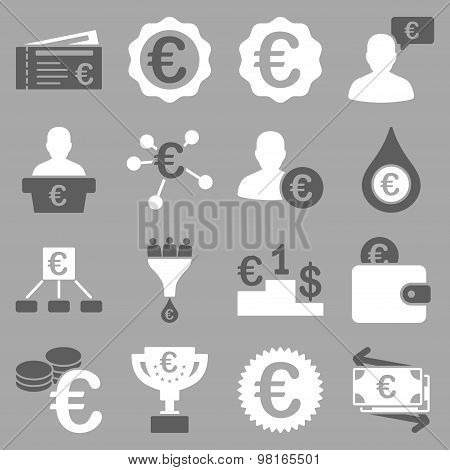 Euro banking business and service tools icons