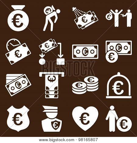 Euro banking business and service tools icons