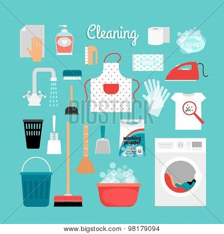 Set of objects for cleaning