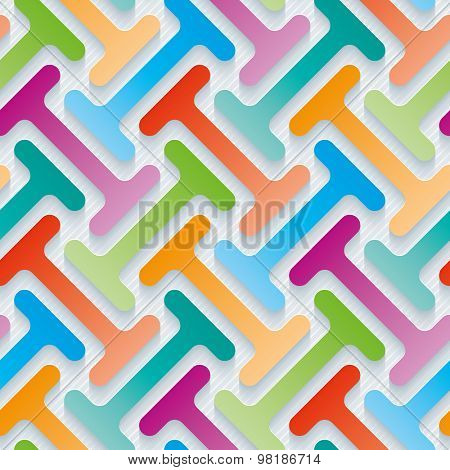 Multicolor wallpaper with cut out effect. 3d seamless background. Vector EPS10.