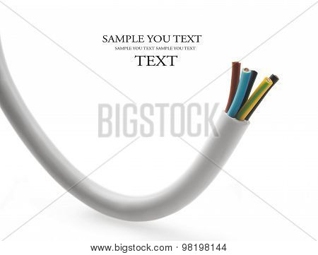 closeup of a electric cable on a white background