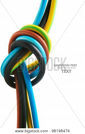 closeup of a electric cable on a white background