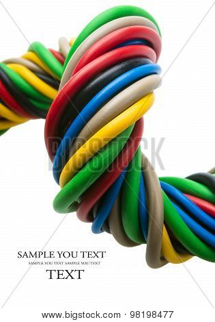 closeup of a electric cable on a white background