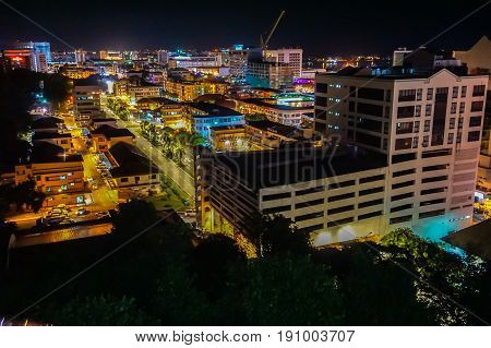 Kota Kinabalu,Sabah-May 29,2017:Kota Kinabalu city night view on 29th May 2017 in Kota Kinabalu,Sabah,Malaysia.Kota Kinabalu City is hub for islands,resorts,award winning sunsets & Mount Kinabalu