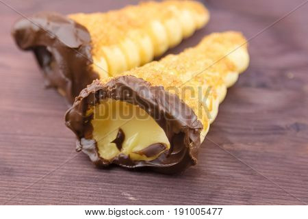 Delicious Sicilian Cannolo Cannellino Sweet With Pastry Hazelnut