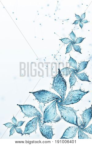 flower made of water splash. 3d rendering