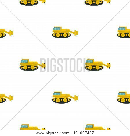 Excavator with hydraulic hammer pattern seamless flat style for web vector illustration