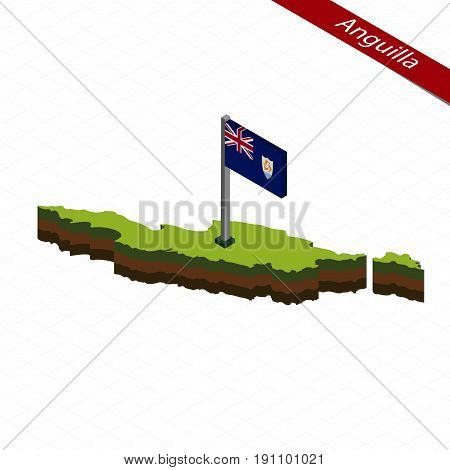 Anguilla Isometric Map And Flag. Vector Illustration.