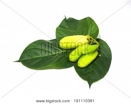 Fresh bilimbing on green leaf diet concept
