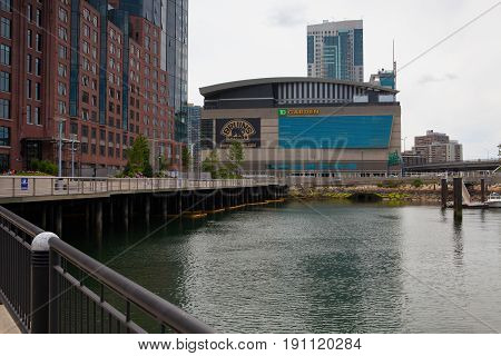 Boston Massachusetts USA - July 2 2016: Famous The Garden. TD Garden is the home of the storied NHL club Boston Bruins and  club Boston Celtics