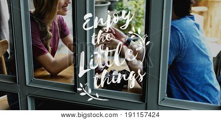 Couple Date with Calligraphy Positive Concept Word