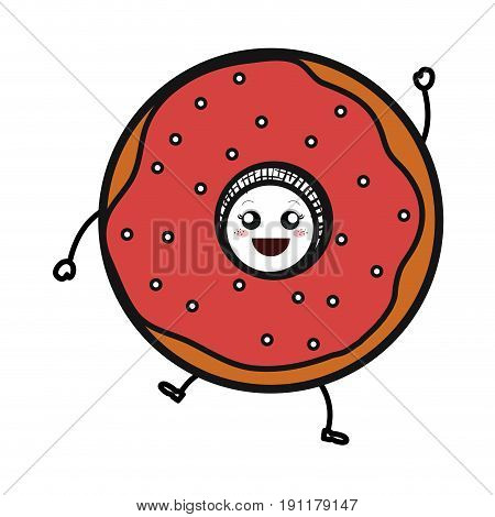 delicious sweet donut kawaii character vector illustration design