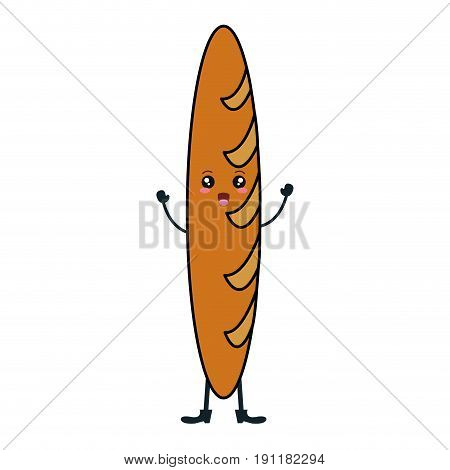 delicious french bread kawaii character vector illustration design